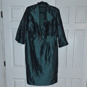Dress Barn Elegant Green Dress with Jacket